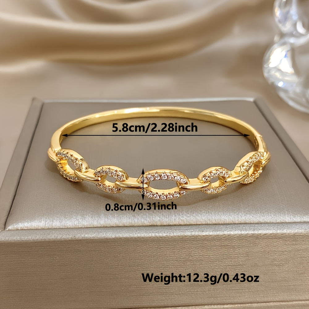 Gold-Plated Charm Bracelet with Rhinestones, Luxurious Gift